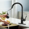 thumbnail image 3 of Sunrinx Pull Down Kitchen Faucet Matte Black, 3 Spray Modes, 360° Swivel Stainless Steel Sink Faucet, 3 of 10