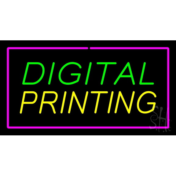 Digital Printing with Pink Border LED Neon Sign 20 x 37 - inches, Clear Edge Cut Acrylic Backing, with Dimmer - Bright and Premium built indoor LED Neon Sign for Computer & Electronics store decor.