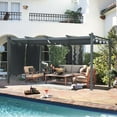 thumbnail image 2 of Aoodor 16 x 12 ft. Outdoor Pergola with Retractable Canopy and Sunshade Roller Curtains, Aluminum Frame Grape Trellis Pergola for Patio Backyard and Deck - Gray, 2 of 8