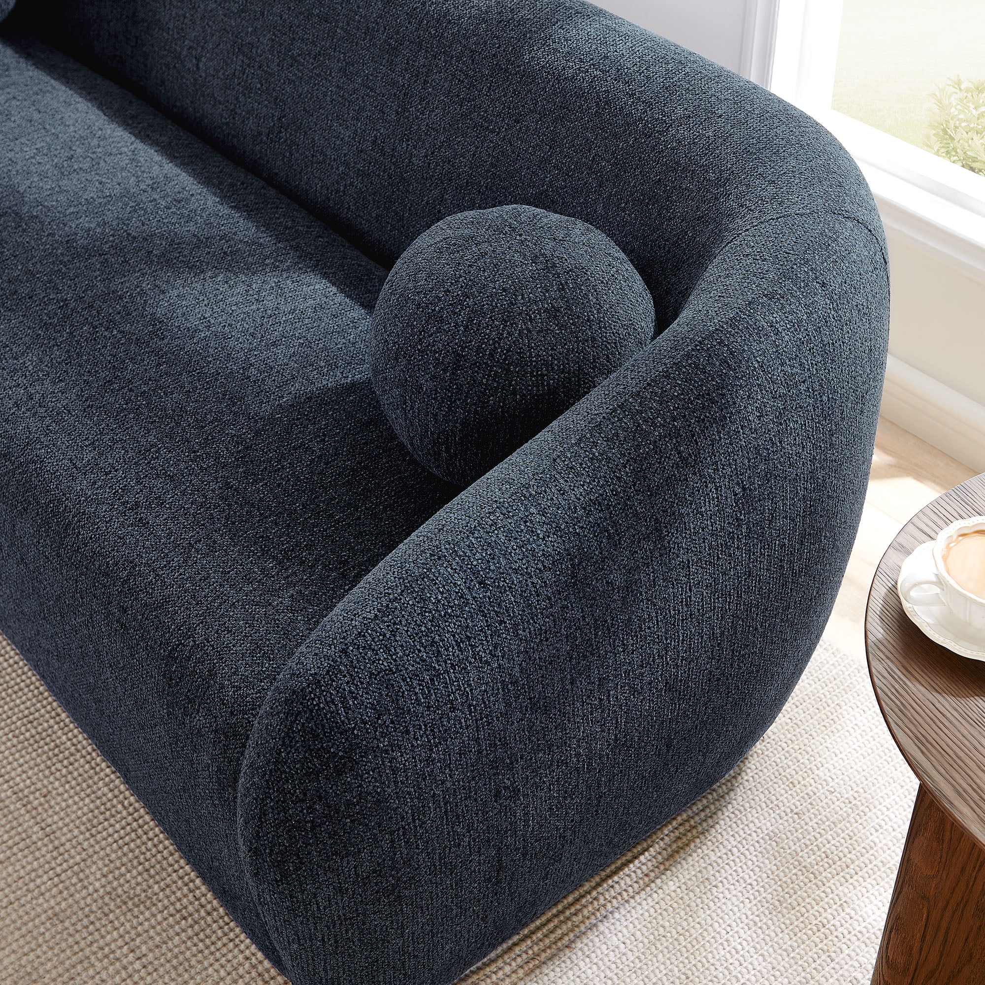 Holland 85" Chenille Fabric Sofa in Navy