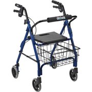 Drive Medical Lever Brake 4 Wheel Aluminum Rollator with Various Seating Options,Blue