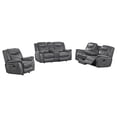 thumbnail image 3 of Conrad 3-piece Upholstered Padded Arm Motion Sofa Set Grey, 3 of 19