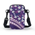 thumbnail image 2 of HELLHERO Birthday Holiday Gift Lightweight Adjustable Shoulder Strap Crossbody Bag Stylish for Outdoor Travel Daily Use, Purple Geometric Floral, 2 of 7