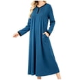 thumbnail image 1 of Neewe Women's Nightgown V-Neck Loungewear Long Sleeve Sleepdress Full Length Nightgown for Women S-2XL, 1 of 6