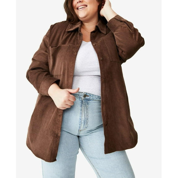 Cotton On Womans Trendy Plus Size Jacket (Brown, 20WX22W)