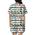 thumbnail image 6 of Fuzoiu Funny Transport Print Women's Short-Sleeved Pajama Set,Lounge Sleepwear Set,Womens Pajama Sets 2 Piece,Button-Up Top and Shorts with Pockets-3X-Large, 6 of 7
