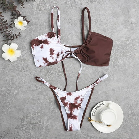 

LWZWM Womens Bathing Suits Tie Dye Swimwear Tropical Swimwear y2k Bikini Fashion Teen Girls Trendy Stuff Women s 2023 Summer Birthday Gifts for Women Fashion New Spring Fashion Black L