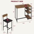 thumbnail image 2 of Ensemble de Salle à Manger 3 Pcs Gain de Place pour 2 Personnes – table à Manger Compacte avec 2 Chaises Rembourrées en PU, 3 Compartiments de Rangement, Fini Bois Classique – Parfait pour les Petits Espaces, Appartements et Cuisines – Furniture, 2 of 9