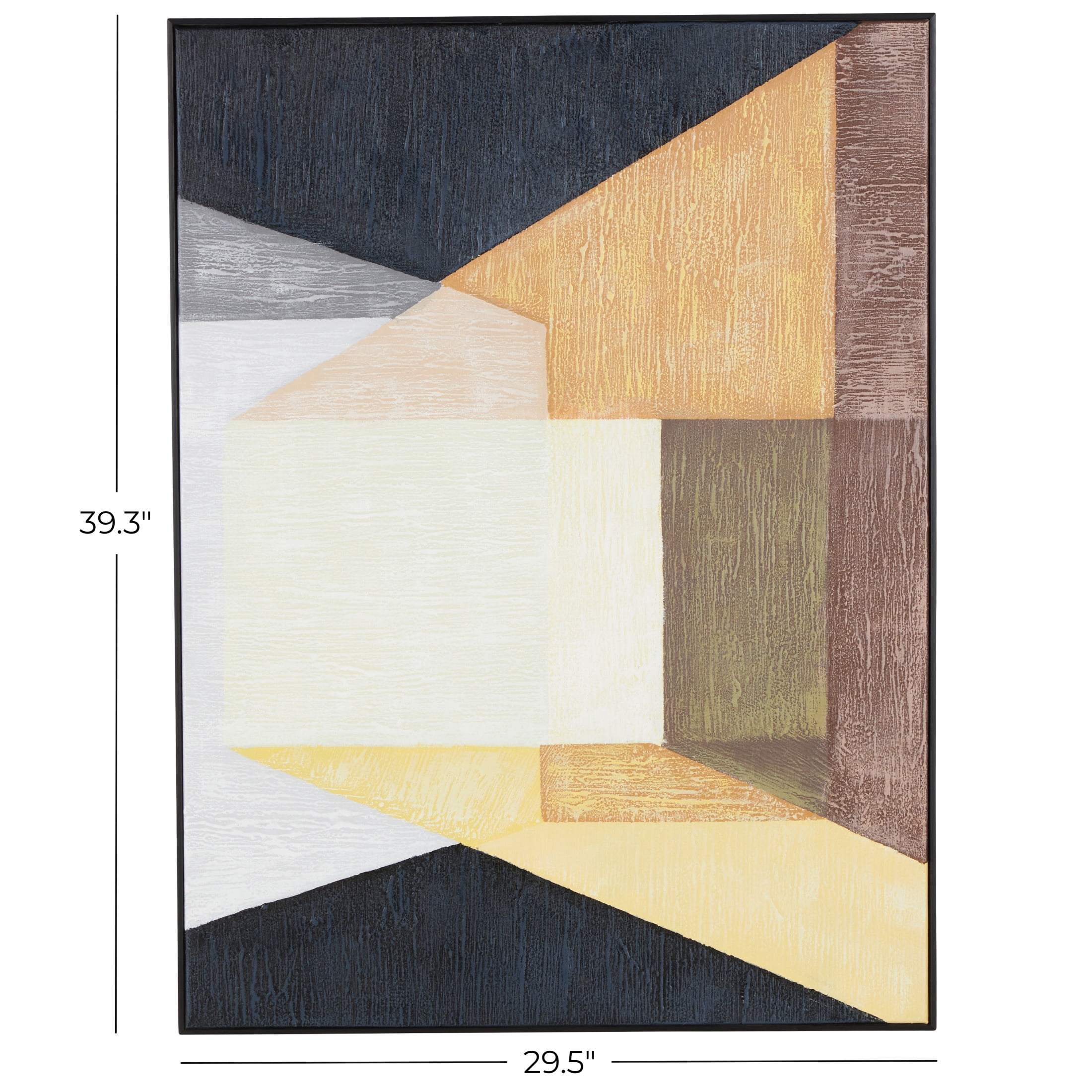 30" x 39" Square Color Block Shape Geometric Framed Wall Art with Black Frame, by DecMode