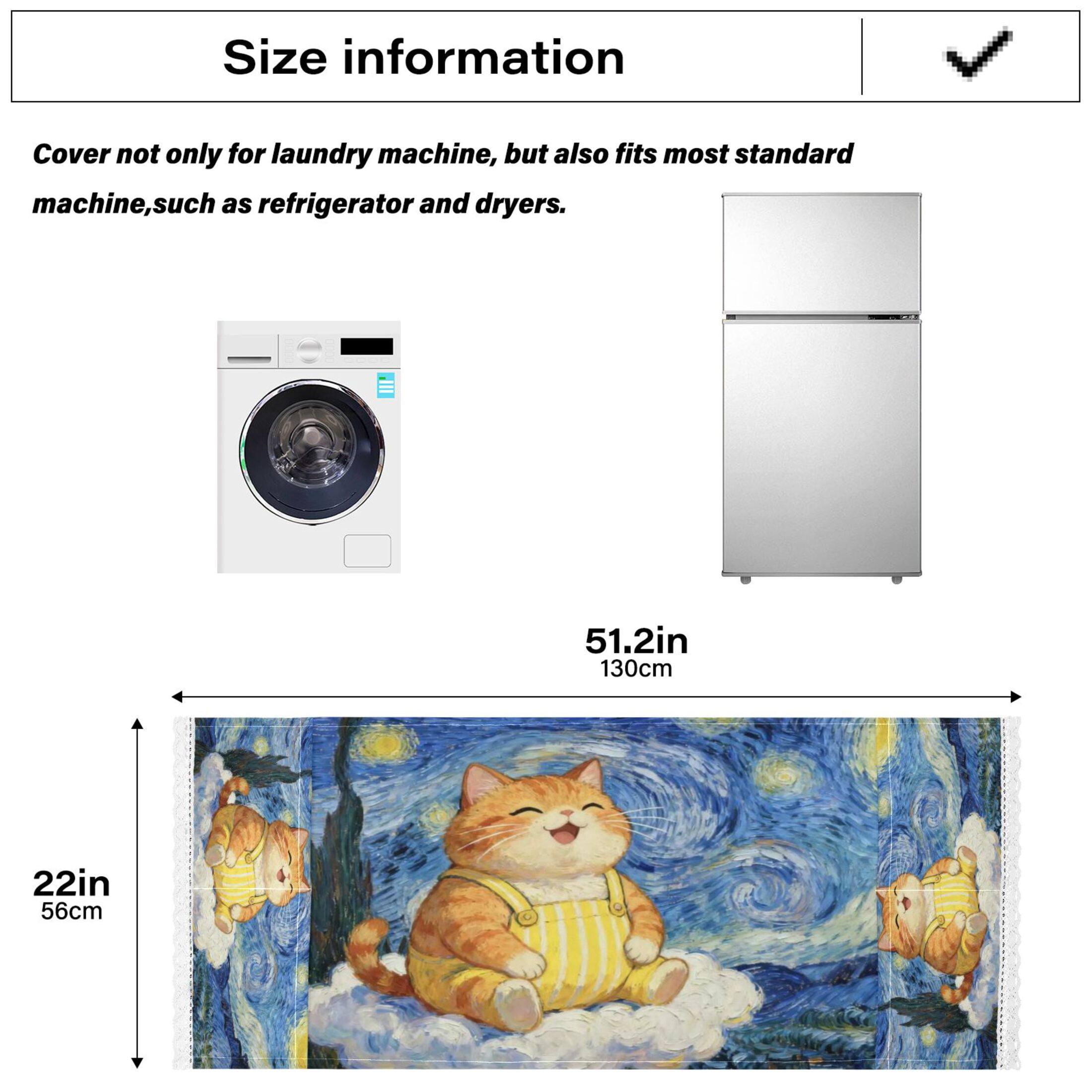 Wobogo Starry Sky Plump Cat Washing Machine Cover Dustproof Washer Dryer Cover Waterproof Laundry Room Decorative Protector