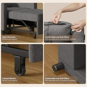 Convertible Sofa Bed, Aiho 3 in 1 Sleeper Couch with Pull-Out Bed & Side Pocket, Best Gifts for Living Room, Bedroom, Dark Gray