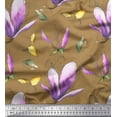 thumbnail image 1 of Soimoi Brown Cotton Voile Fabric Leaves & Magnolia Floral Print Fabric by Yard 42 Inch Wide, 1 of 3
