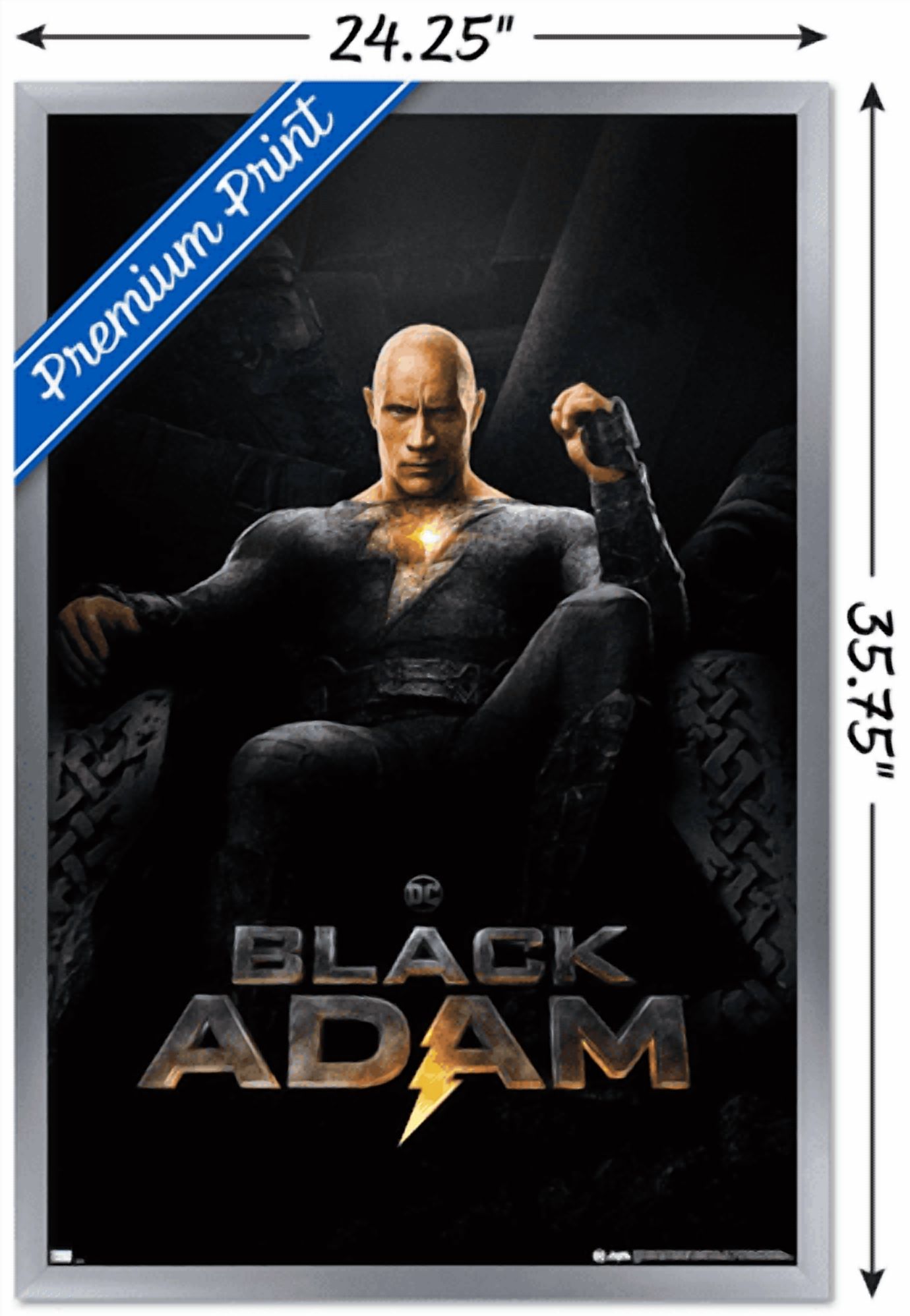 DC Comics Movie Black Adam - Throne One Sheet Wall Poster, 22.375" x 34" Framed