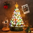 thumbnail image 2 of Gymax 15 Inch Artificial Christmas Tree Tabletop Luminous Ceramic Tree Gold, 2 of 9