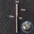 thumbnail image 3 of Fresado de acero de tungsteno, fresa, herramienta de torneado, broca para fresado de madera Doble ranura de 3x3 mm kusrkot Archivo Rotary Burr, 3 of 7