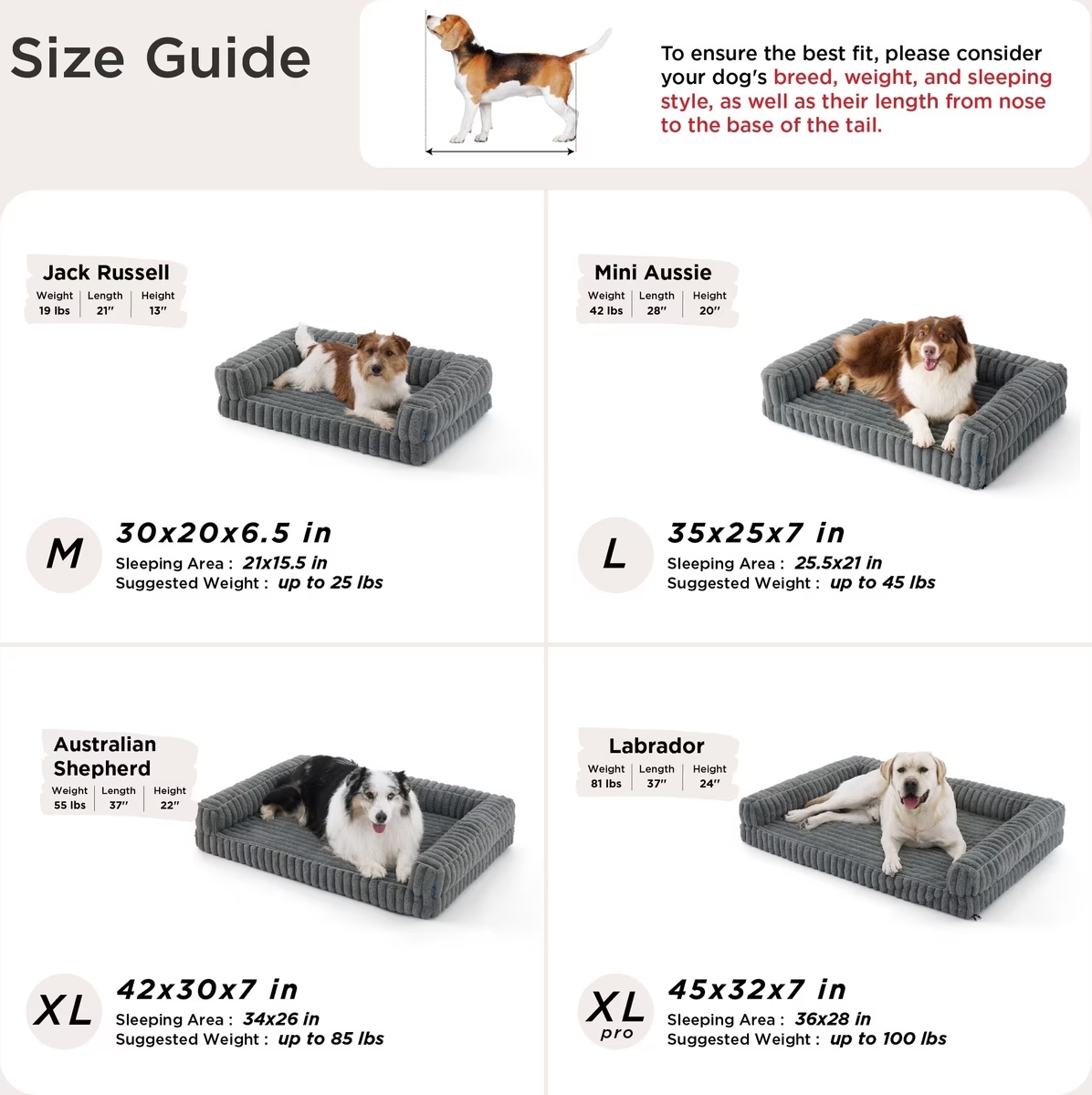 U by Bedsure ComfyFleece Orthopedic Dog Bed, Large, Grey photo 5