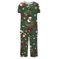 thumbnail image 5 of Lorytime Women Christmas Pajamas Sets Snowman Short Sleeved Crew Neck Button Tunic Tops Capri Pants Cozy Sleepwear Gift, 5 of 5