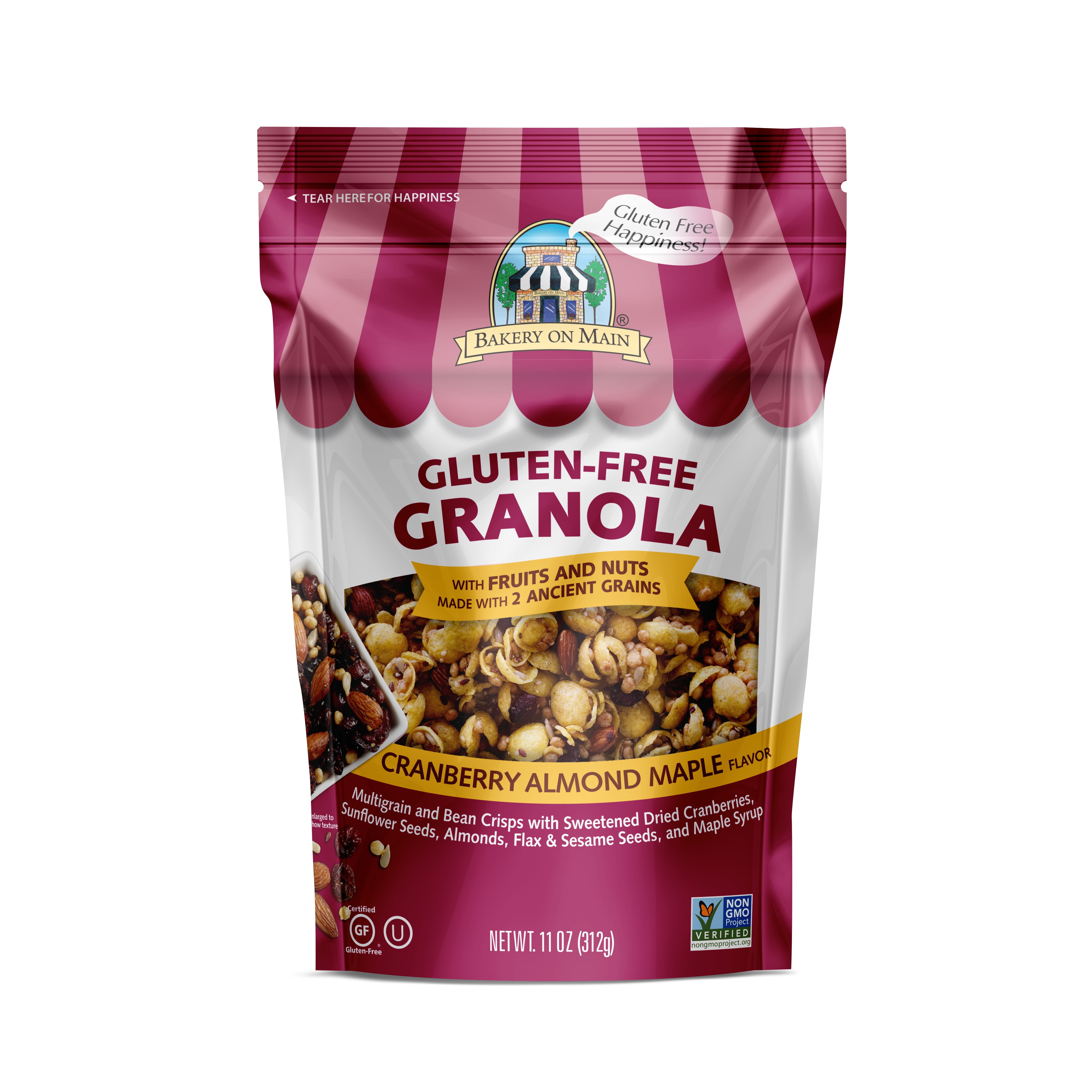 Bakery On Main, Granola, Gluten Free, Cranberry Almond Maple, 11 Oz Bag