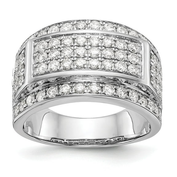 14K White Gold Ring Band Wedding Men's Diamond, Lab Grown Round