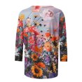 thumbnail image 5 of Camiseta holgada estampada a la moda para mujer, blusa de manga 3/4 de longitud media, Tops informales con cuello redondo Fridja  fjkfkj1421, 5 of 5