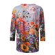 thumbnail image 5 of Camiseta holgada estampada a la moda para mujer, blusa de manga 3/4 de longitud media, Tops informales con cuello redondo Fridja  fjkfkj1423, 5 of 5