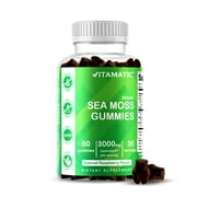 Vitamatic Irish Sea Moss Gummies - 3000 mg - 60 Vegan Gummies - Made with Bladderwrack & Burdock Root - Seamoss Supplement for Thyroid, Energy, Immune Support