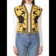 thumbnail image 3 of Chaleco de Vaquera, Atuendo Occidental para Mujer, Chaleco Bordado, Cárdigan Corto Sin Mangas, Top Bohemio. Negro y Dorado S, 3 of 8