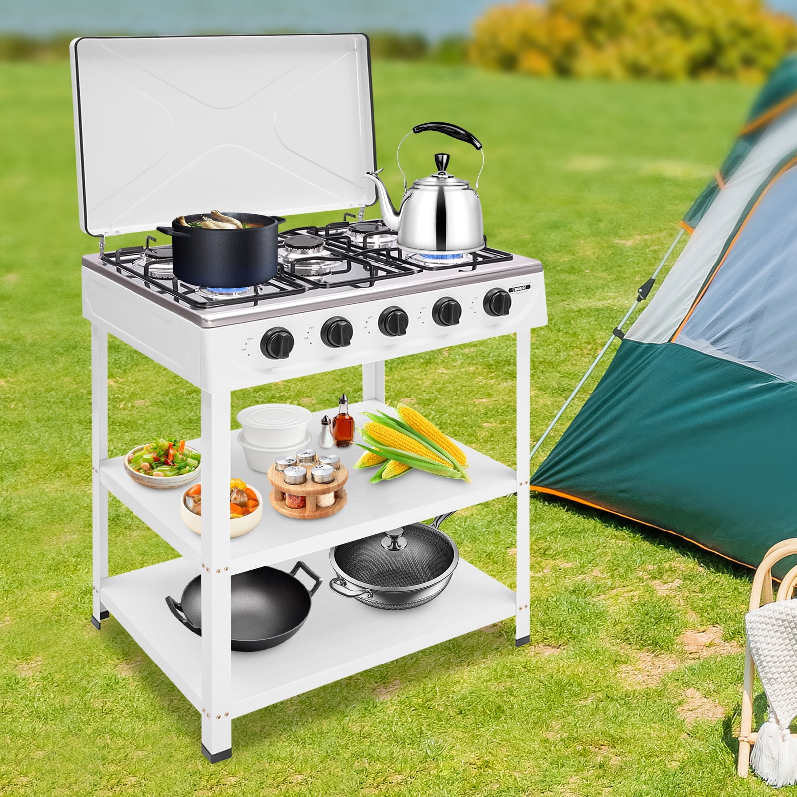 5 Burners Portable Natural Gas Stove Propane Burner for Rv Outdoor Cooking