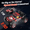 thumbnail image 3 of JoyStone 1:10 Large RC Car 35+MPH Hobby Grade Fast RC Truck with Lights, 4WD All Terrain off Road Monster Truck Electric Vehicle with 2 Batteries for Adults Boys, Red, 3 of 11
