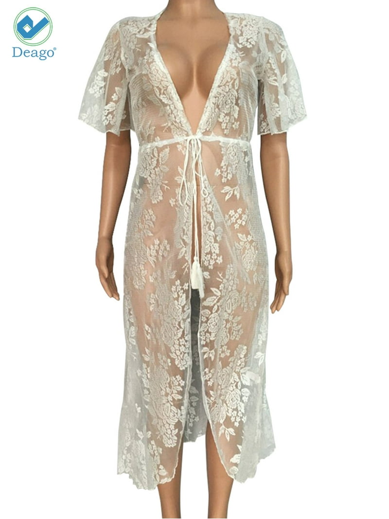Deago Women 's Sexy Floral Sheer Lace Bikini Cover up Summer Beach Dress Sleepwear Nightgown Chemise - Walmart.com Deago Women 's Sexy Floral Sheer Lace Bikini Cover up Summer Beach Dress Sleepwear Nightgown Chemise - Walmart.com