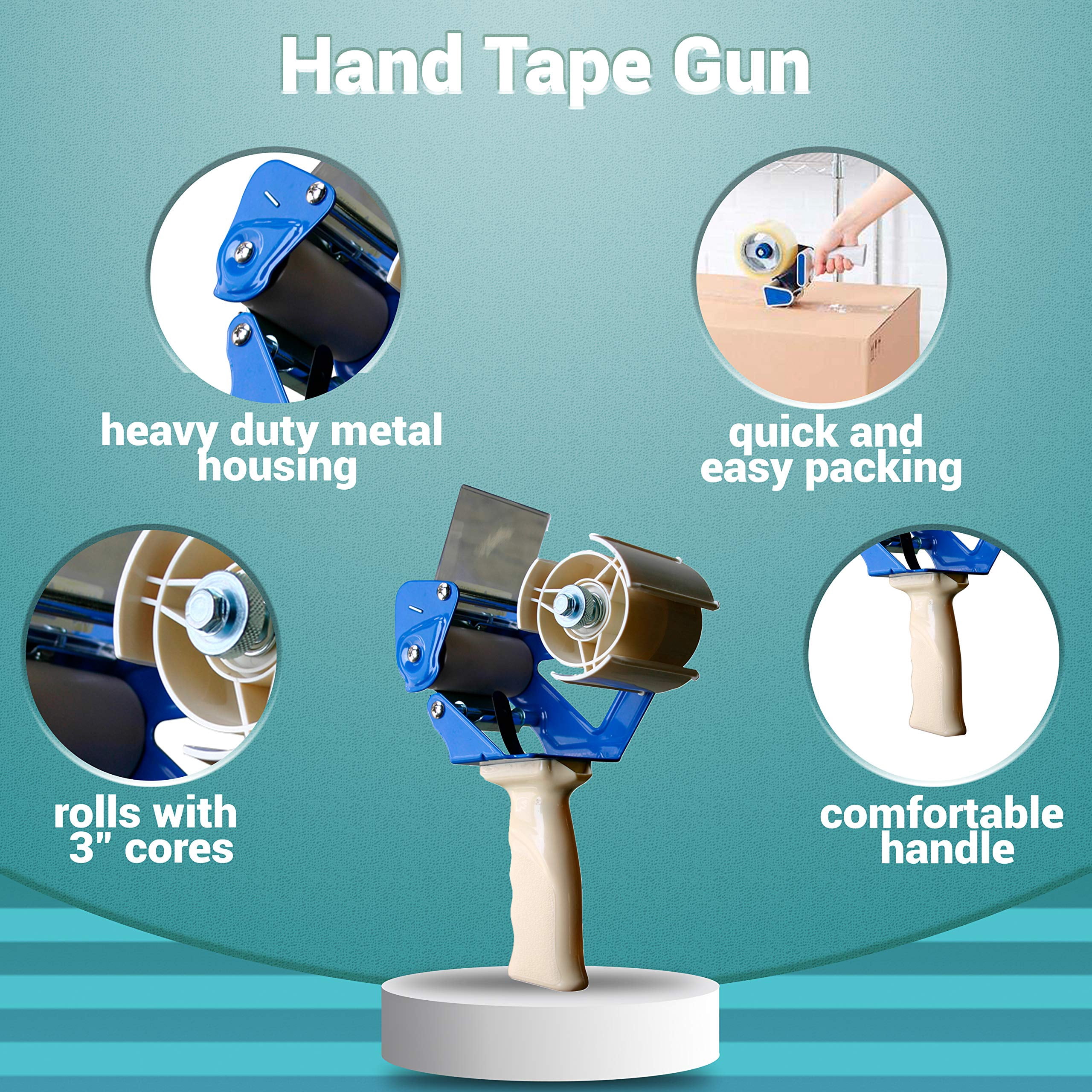 Industrial Packing Tape Dispenser, Heavy-Duty Side Loading, 3 in