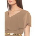 thumbnail image 4 of eloria Women's Georgette Frilled Design V Neck Sleevless Party Long Maxi Dress, Color : Beige | Size : XS, 4 of 6
