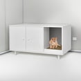 thumbnail image 2 of Pefilos 35" Cat Litter Box Enclosure Hidden Litter Box Furniture, Wooden Cat Washroom Cat House with Scratch Pad, White, 2 of 7