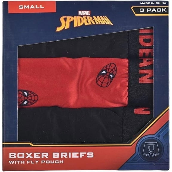 Marvel Spiderman by Briefly Stated Men's 3-Pack Comfort Boxer Briefs, Multicolor, Small
