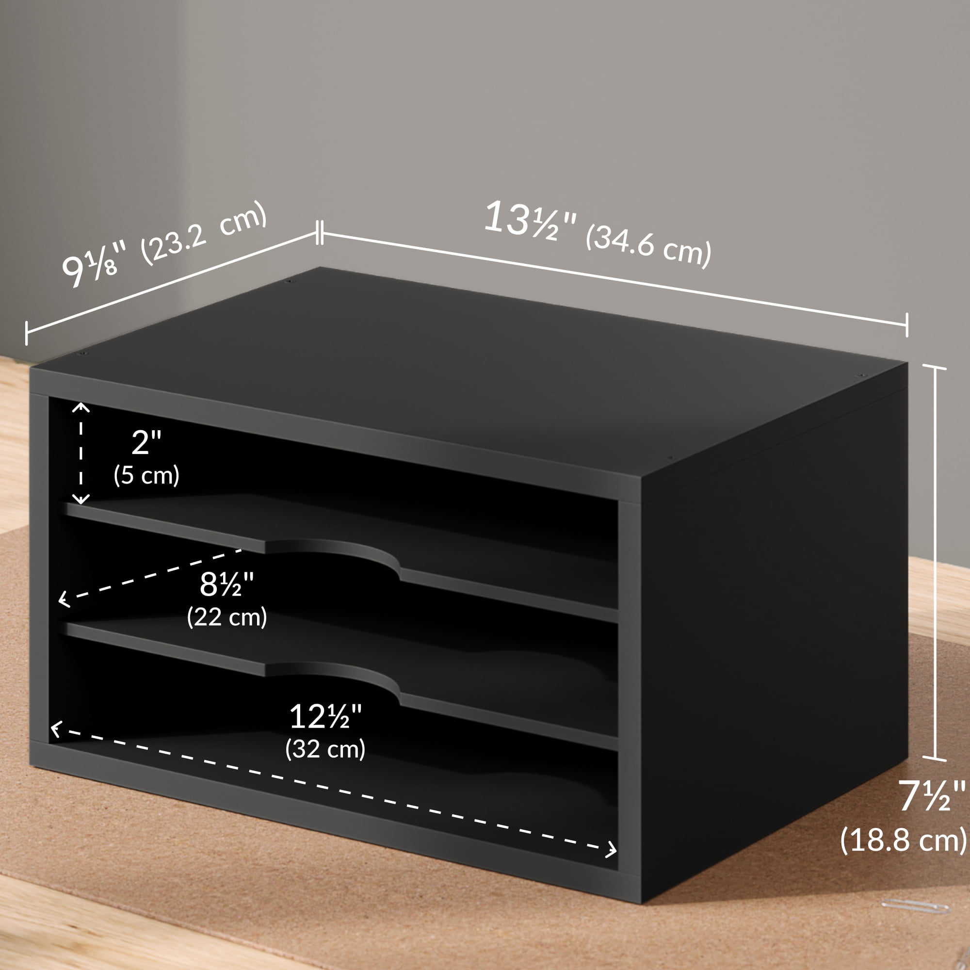 Ballucci 3-Tier Stackable Paper Organizer, Office Desk Organizer, Document Holder, Black