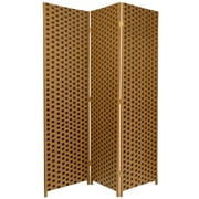 Oriental Furniture 6 ft. Tall Woven Fiber Room Divider - Two Tone - 3 Panel