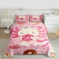 thumbnail image 2 of Homewish Cute Axolotl Salamander Queen Comforter Set,Sweet Dessert Doughnut Bedding Sets,Pink Ocean Animal Bedding Comforter Set For Boys Girls,Super Cozy Room Decor Reversible,3pcs, 2 of 8