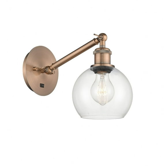 317-1W-AC-G122-6-LED-Innovations Lighting-Athens - 1 Light Wall Sconce In Industrial Style-10.5 Inches Tall and 6 Inches Wide Antique Copper Clear