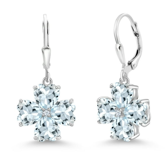 Gem Stone King 925 Sterling Silver Sky Blue Aquamarine Dangle Earrings for Women (5.86 Cttw, Gemstone March Birthstone, Heart Shape 6MM)