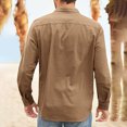 thumbnail image 4 of XDZJLR Mens Shirts Male Double Pocket Linen Long Sleeved Vacation Tee, 4 of 4