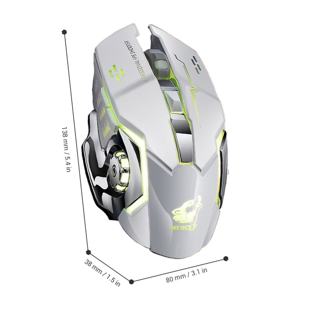 Ratón inalámbrico recargable X8 para juegos, silencioso, retroiluminado por LED, USB, 1800 DPI, óptico, ergonómico