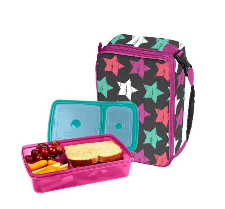 Bento Box Lunch Charcoal Vintage Stripe Design