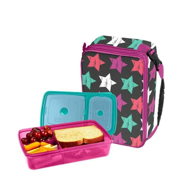 Bento Box Lunch Charcoal Vintage Stripe Design