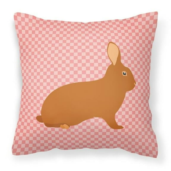 Carolines Treasures BB7969PW1818 Rex Rabbit Pink Check Fabric Decorative Pillow, 18 x 18 in.