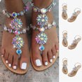 thumbnail image 2 of Boho Ladies Women's Rhinestones Flat Sandals Summer Comfy Flip Flops Shoes Gift, 2 of 7