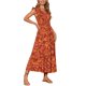 thumbnail image 4 of INSPIRAR CHIC Vestidos de Verano para Mujeres Casual con Mangas Cortas en V Cuello Fruncido Floral con Volantes y Capas Fluidas Vestido Maxi de Playa S Rojo Ladrillo, 4 of 5