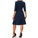 thumbnail image 3 of INSPIRE CHIC Vestido Midi de Trabajo para Mujeres con Escote en V y Bolsillos, Vestido Elegante Midi con Cinturón, Azul Oscuro M, 3 of 6
