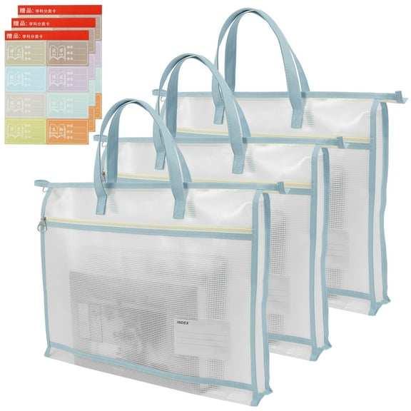 3Pcs EVA Project Bag Two Layer Pocket Craft Storage Waterproof Mesh Zipper Handbag Clearly Organized Art Supply Bag for Office