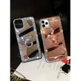 thumbnail image 2 of Compatible with iPhone 14 Pro Mirror Case Cute for Women Girls Bling Glitter Diamond Rhinestone with Ring Holder Loopy Finger Grip Kickstand Stand Cover Luxury Fashion Phone Case Silver, 2 of 8