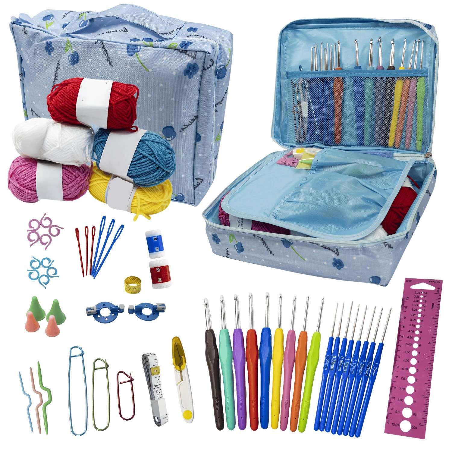 Jous 103-Piece Crochet Kit with Hooks, Yarn & Accessories photo 2